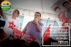 FUTURO COM PRETÉRITO Flávio Dino discursa em convenção do PCdoB. O candidato que pode encerrar 60 anos de domínio de Sarney tem apoio de ex-aliados de Sarney (Foto: Ruy Barros/ÉPOCA)